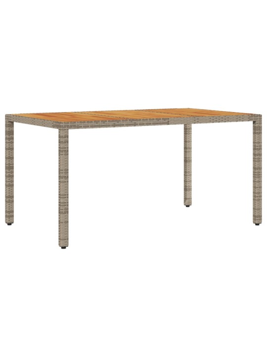 Zahradní stůl s akáciovou deskou šedý 150x90x75 cm polyratan