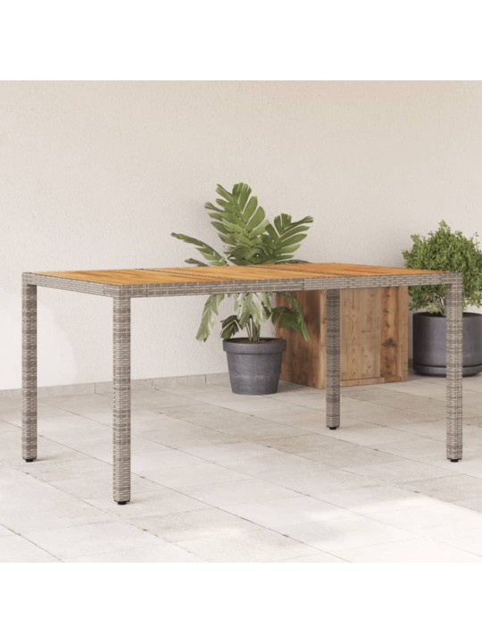 Zahradní stůl s akáciovou deskou šedý 150x90x75 cm polyratan