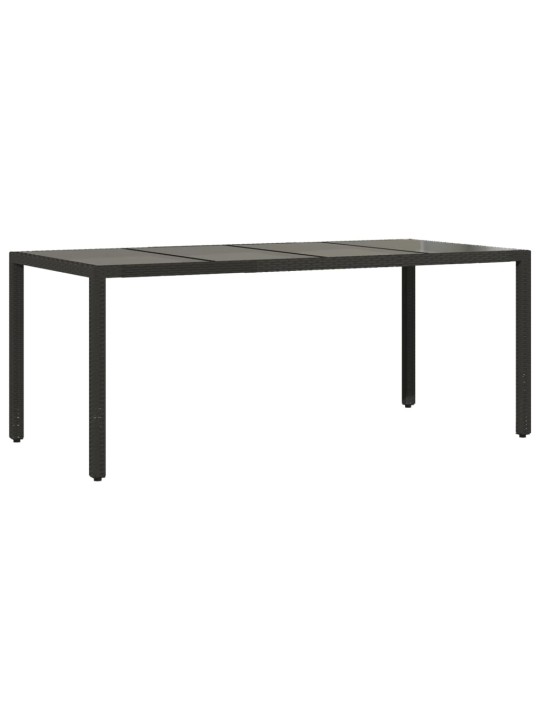 Zahradní stůl se skleněnou deskou černý 190x90x75 cm polyratan