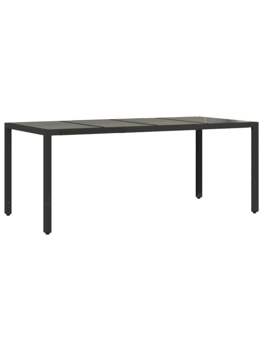 Zahradní stůl se skleněnou deskou černý 190x90x75 cm polyratan
