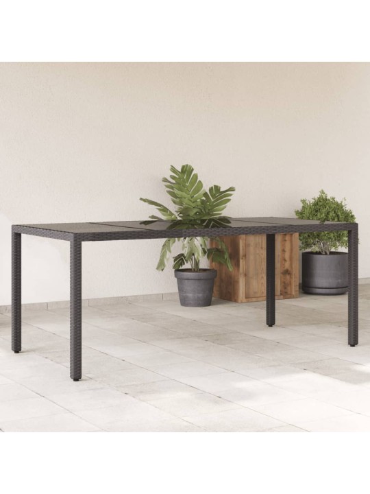 Zahradní stůl se skleněnou deskou černý 190x90x75 cm polyratan