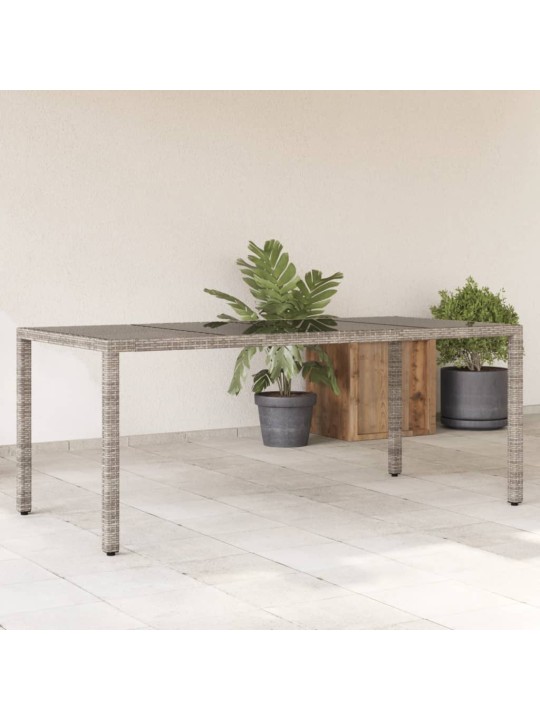 Zahradní stůl se skleněnou deskou šedý 190x90x75 cm polyratan