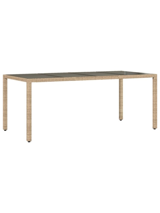 Zahradní stůl se skleněnou deskou béžový 190x90x75 cm polyratan