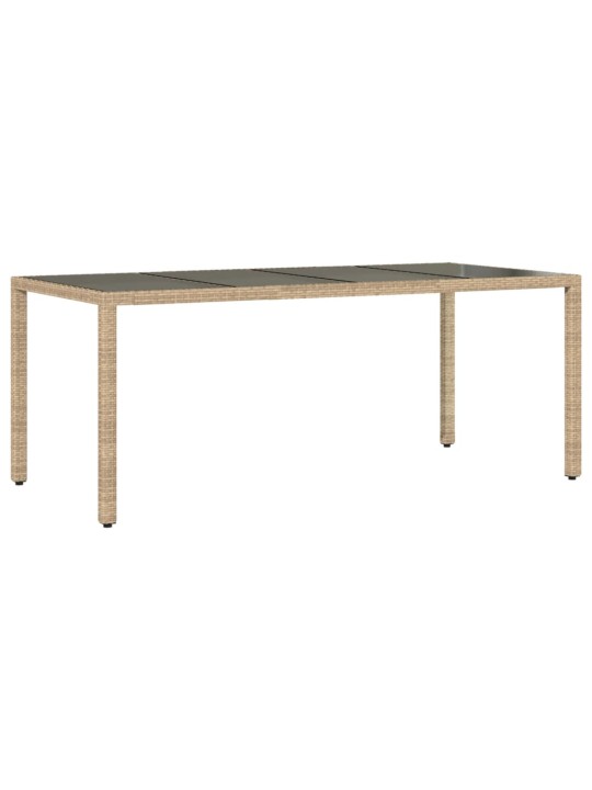 Zahradní stůl se skleněnou deskou béžový 190x90x75 cm polyratan