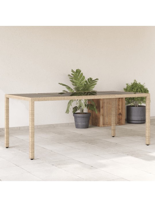 Zahradní stůl se skleněnou deskou béžový 190x90x75 cm polyratan
