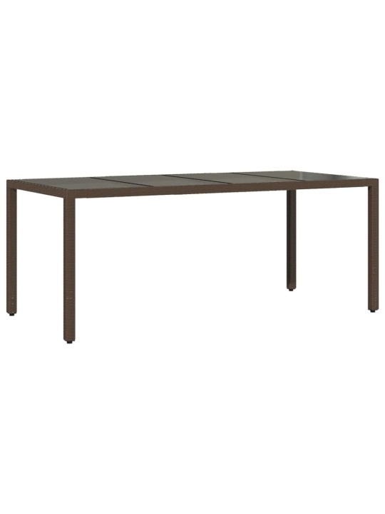 Zahradní stůl se skleněnou deskou hnědý 190x90x75 cm polyratan