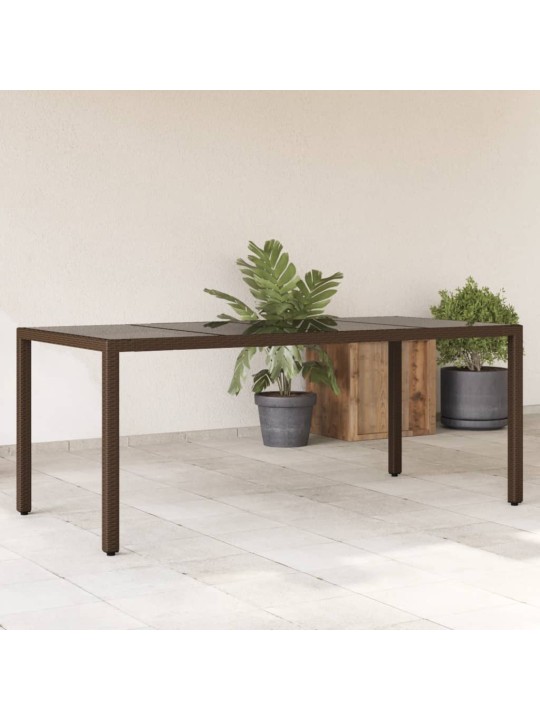 Zahradní stůl se skleněnou deskou hnědý 190x90x75 cm polyratan