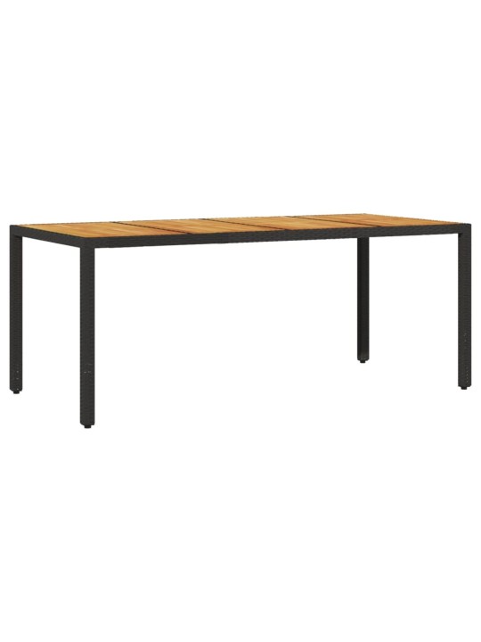 Zahradní stůl s akáciovou deskou černý 190x90x75 cm polyratan