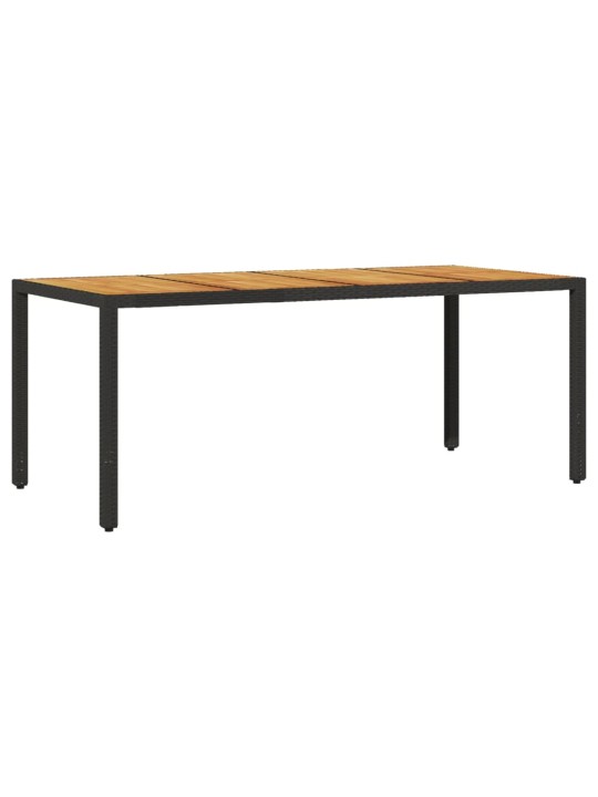 Zahradní stůl s akáciovou deskou černý 190x90x75 cm polyratan