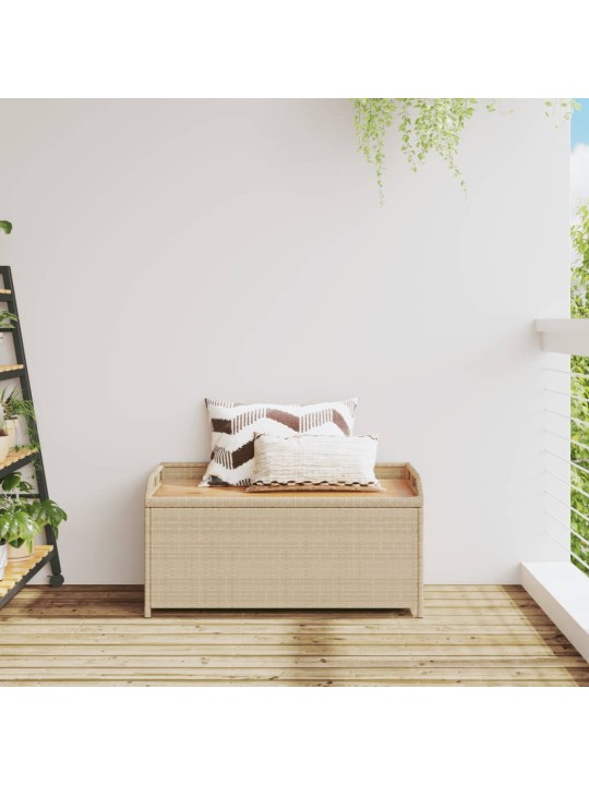 Úložná lavice mix béžové 100 x 50 x 52 cm polyratan a akácie
