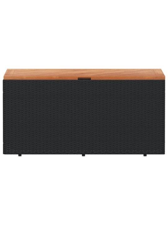 Zahradní úložný box černý 110x50x54 cm polyratan akáciové dřevo