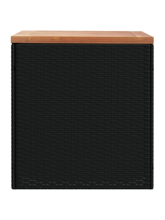 Zahradní úložný box černý 110x50x54 cm polyratan akáciové dřevo