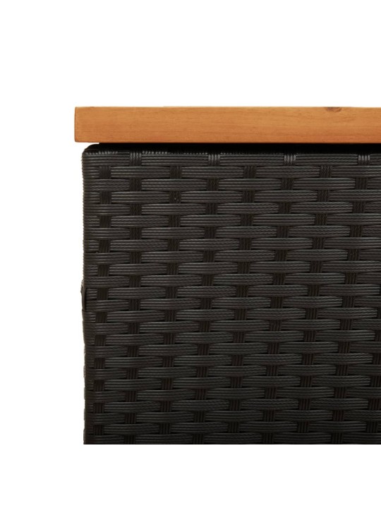Zahradní úložný box černý 110x50x54 cm polyratan akáciové dřevo