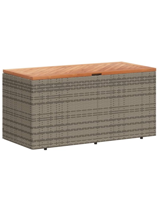 Zahradní úložný box šedý 110x50x54 cm polyratan akáciové dřevo