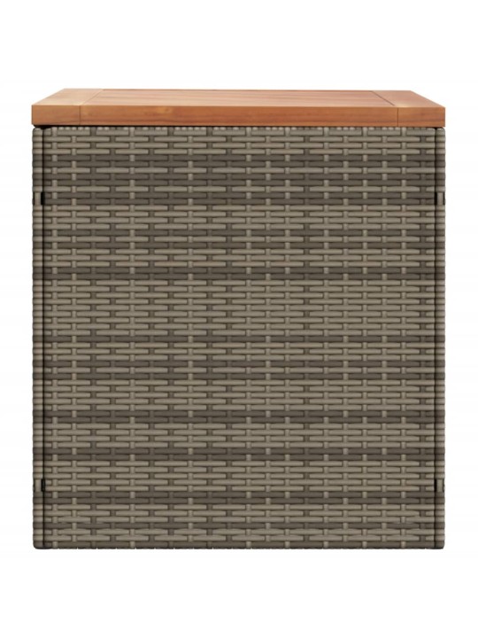 Zahradní úložný box šedý 110x50x54 cm polyratan akáciové dřevo