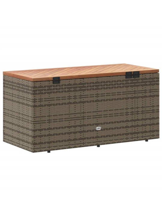 Zahradní úložný box šedý 110x50x54 cm polyratan akáciové dřevo