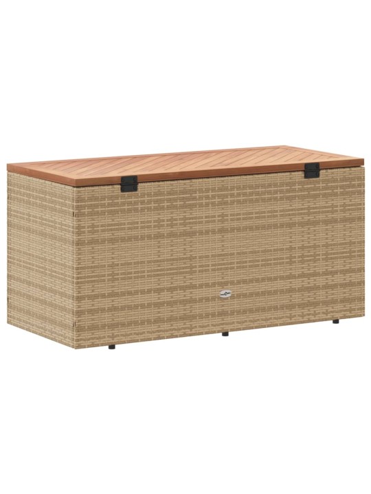 Zahradní úložný box béžový 110x50x54 cm polyratan a akácie