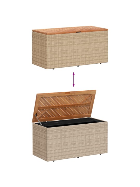 Zahradní úložný box béžový 110x50x54 cm polyratan a akácie