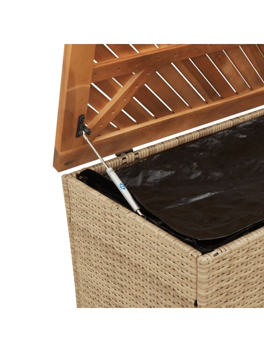 Zahradní úložný box béžový 110x50x54 cm polyratan a akácie