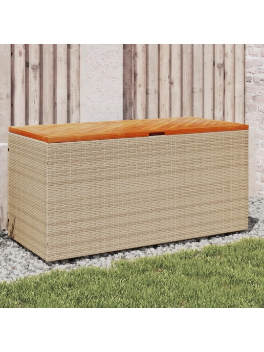Zahradní úložný box béžový 110x50x54 cm polyratan a akácie