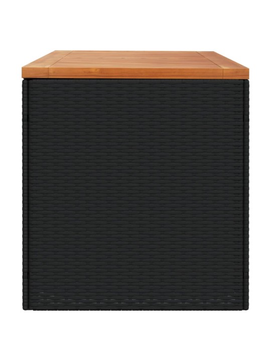 Zahradní úložný box černý 220x50x54 cm polyratan akáciové dřevo