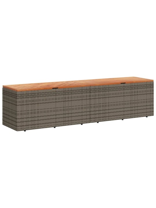 Zahradní úložný box šedý 220x50x54 cm polyratan akáciové dřevo