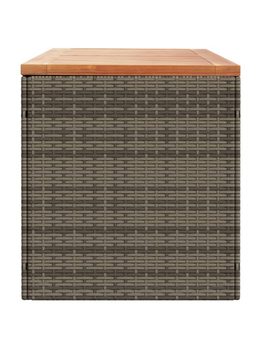 Zahradní úložný box šedý 220x50x54 cm polyratan akáciové dřevo