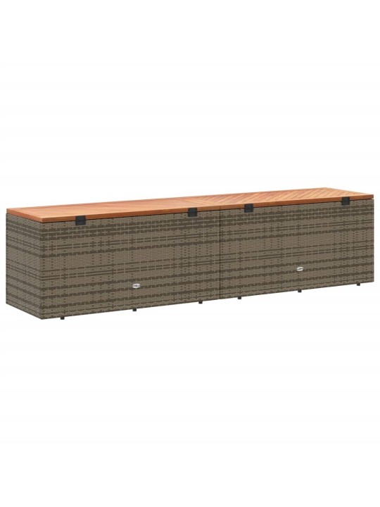 Zahradní úložný box šedý 220x50x54 cm polyratan akáciové dřevo