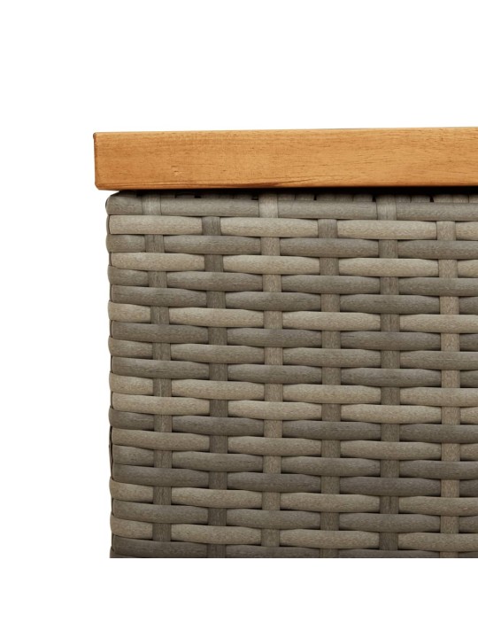Zahradní úložný box šedý 220x50x54 cm polyratan akáciové dřevo