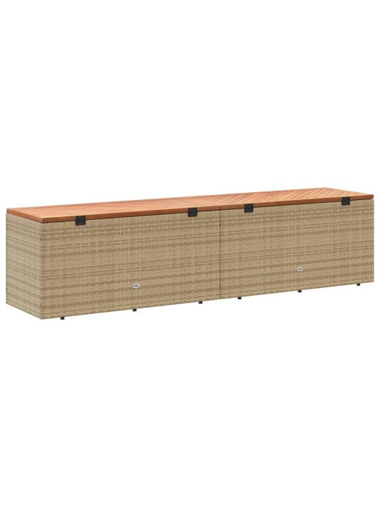 Zahradní úložný box béžový 220 x 50 x 54 cm polyratan a akácie