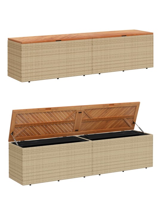 Zahradní úložný box béžový 220 x 50 x 54 cm polyratan a akácie