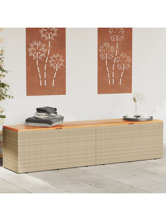 Zahradní úložný box béžový 220 x 50 x 54 cm polyratan a akácie