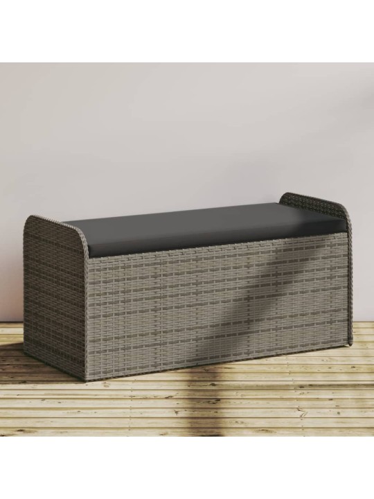 Úložná lavice s poduškou šedá 115 x 51 x 52 cm polyratan