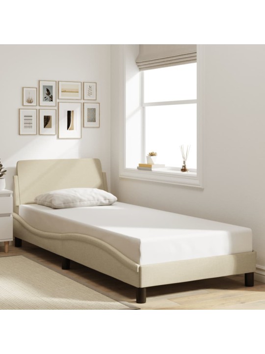 Rám postele s čelem bez matrace krémový 80x200 cm textil