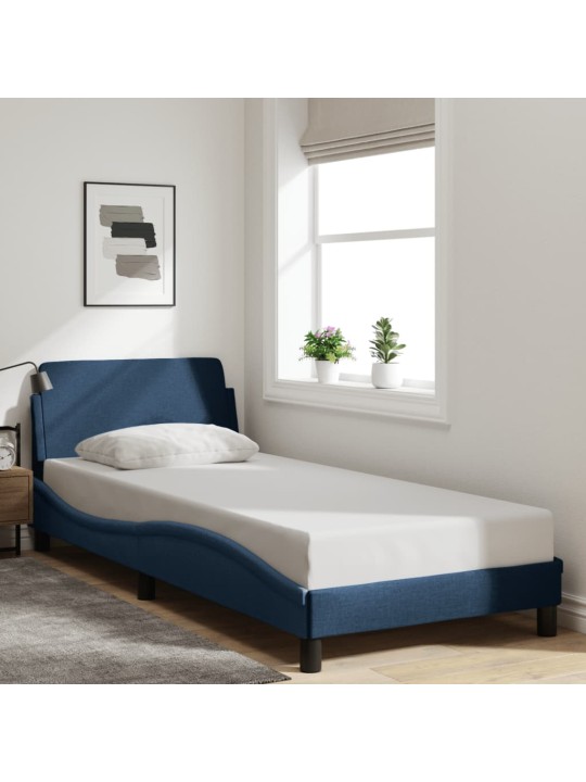 Rám postele s čelem bez matrace modrý 80 x 200 cm textil