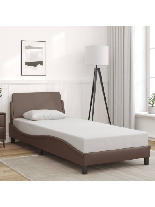 Rám postele s čelem hnědý 80 x 200 cm umělá kůže