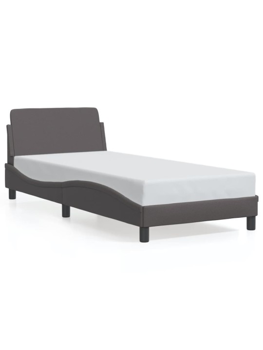 Rám postele s čelem šedý 80 x 200 cm umělá kůže