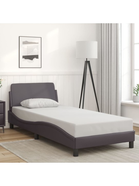 Rám postele s čelem šedý 80 x 200 cm umělá kůže