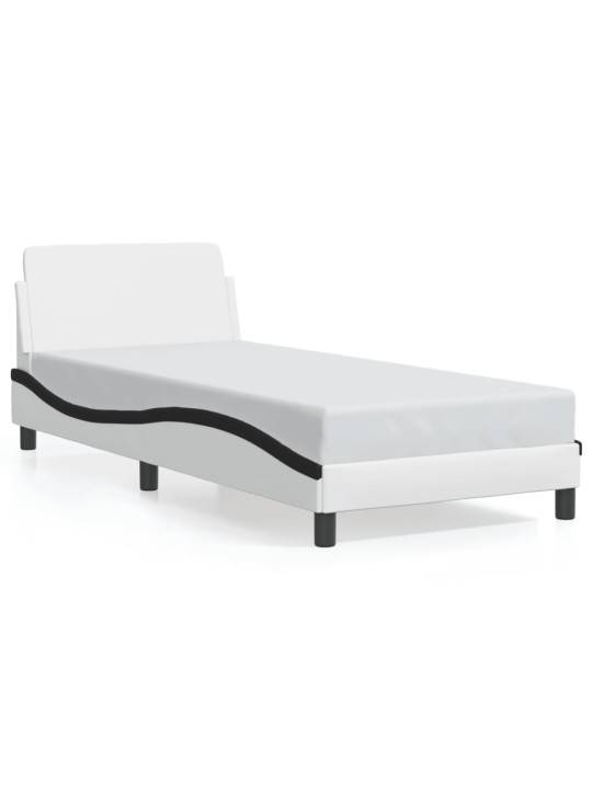 Rám postele s čelem bílý a černý 80 x 200 cm umělá kůže