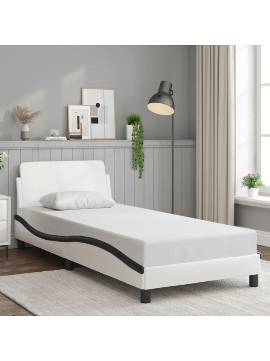 Rám postele s čelem bílý a černý 80 x 200 cm umělá kůže