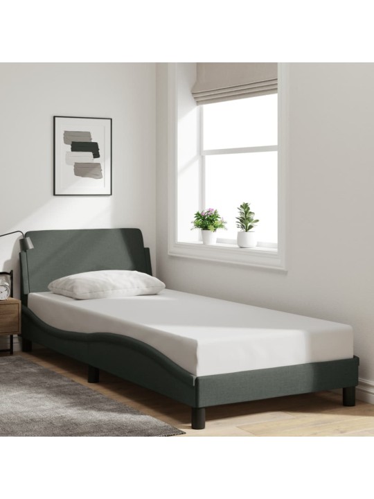 Rám postele bez matrace tmavě šedá 90 x 190 cm textil