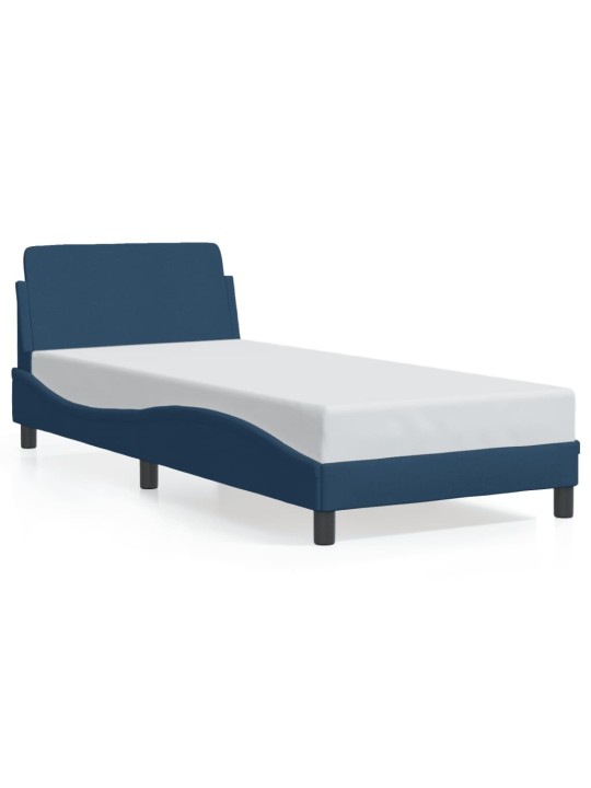 Rám postele s čelem bez matrace modrý 90x190 cm textil