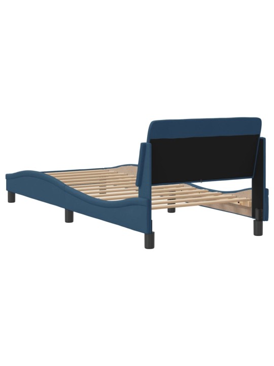 Rám postele s čelem bez matrace modrý 90x190 cm textil