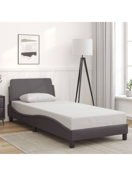 Rám postele s čelem šedý 90x190 cm umělá kůže