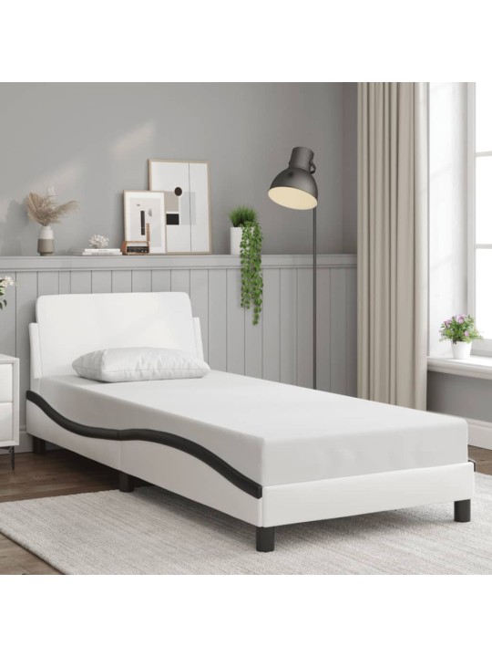 Rám postele s čelem bílý a černý 90x190 cm umělá kůže