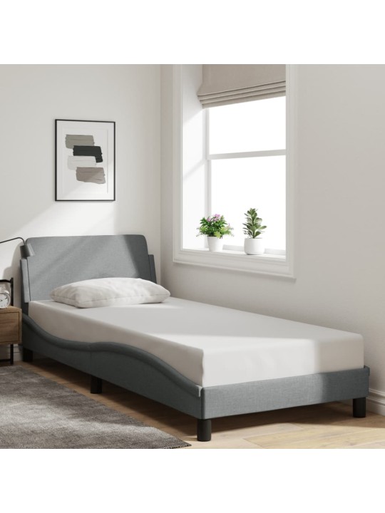 Rám postele bez matrace světle šedý 90 x 200 cm textil