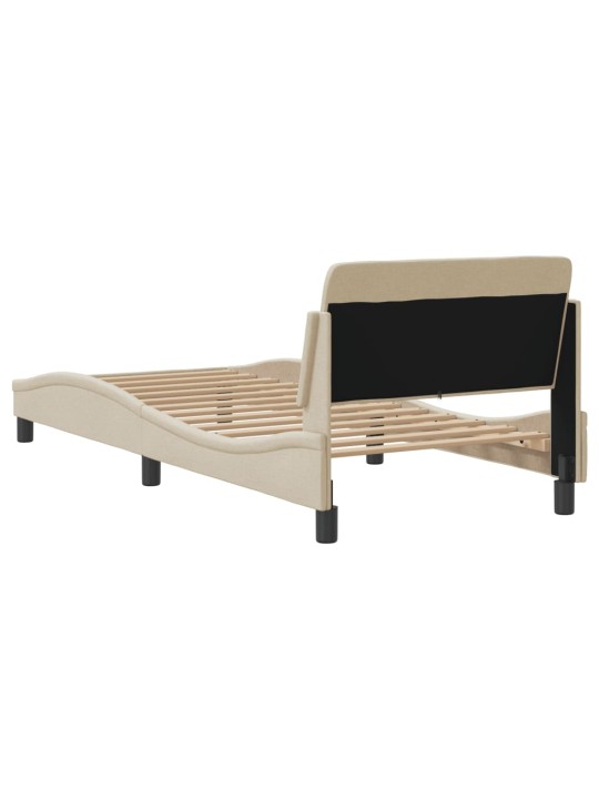 Rám postele s čelem bez matrace krémový 90x200 cm textil