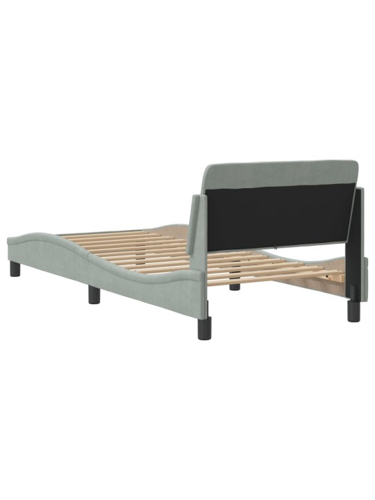 Rám postele bez matrace světle šedý 90 x 200 cm samet