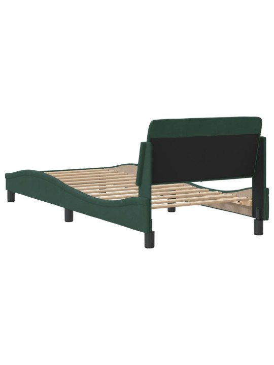 Rám postele bez matrace tmavě zelená 90 x 200 cm samet