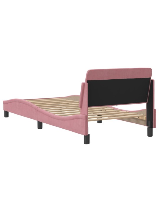 Rám postele s čelem bez matrace růžový 90x200 cm samet